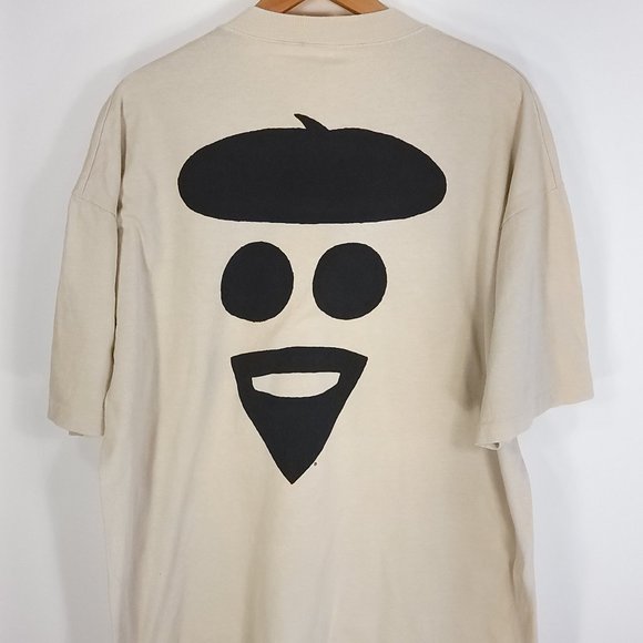 Vtg Beatnik Logo Graphic T-Shirt Men's XL Khaki Tan 90s USA - Picture 6 of 9